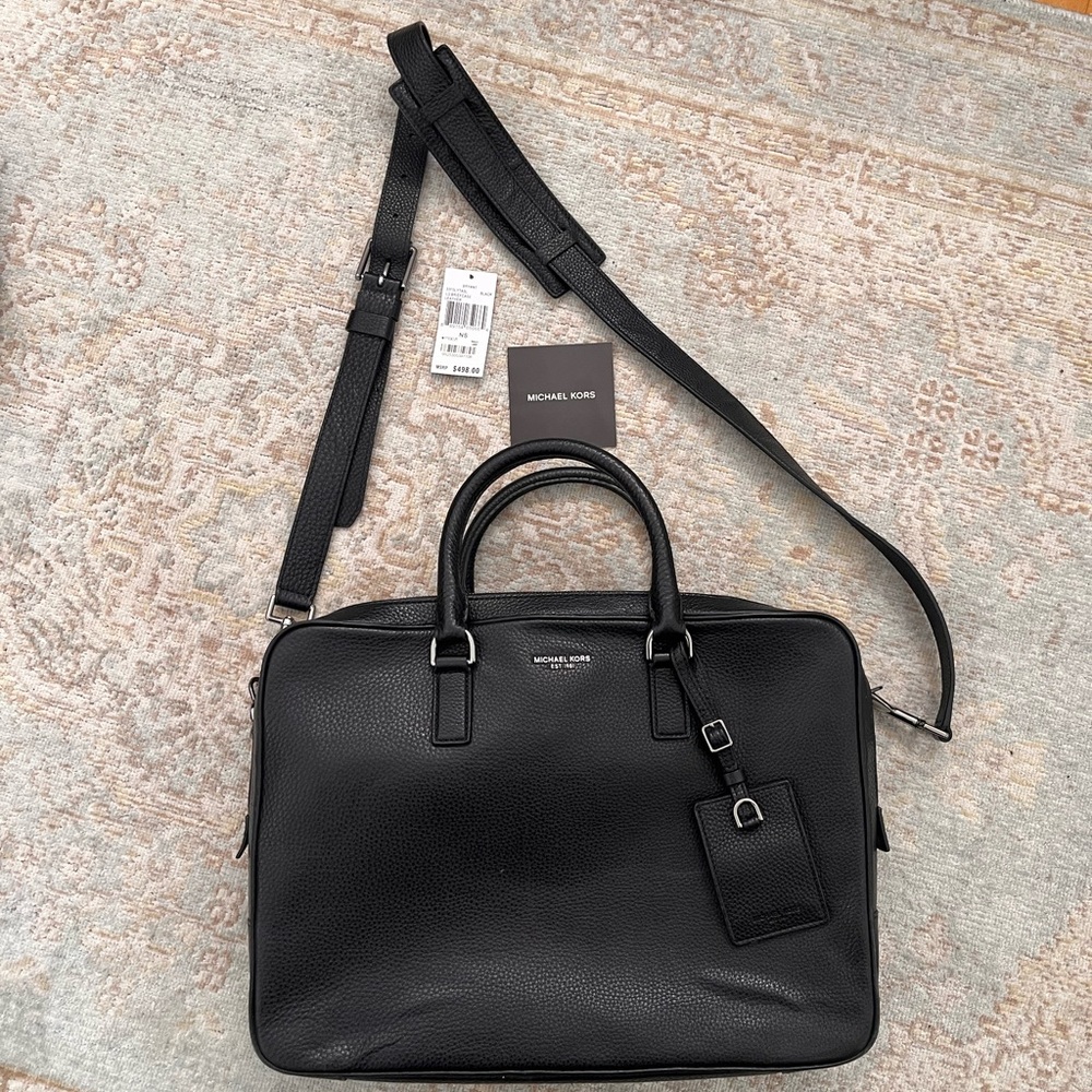 Michael Kors Black Briefcase with Structured Design and High-Quality Leather